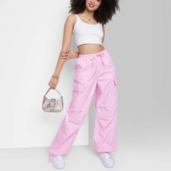 wild fable Pants - Women's Low-Rise Parachute Cargo Pants - Wild Fable
